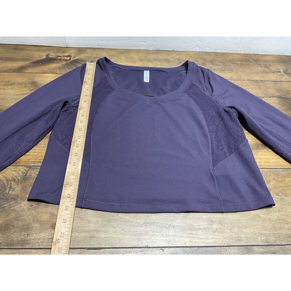 Athleta Shanti Lace Top Plus 1X Deep Crocus Violet Fitted Crop Scoop - Picture 7 of 12